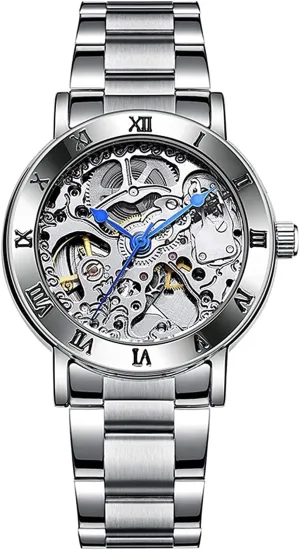 Mechanical Women Wrist Watch SENRUD Luxury Women's Automatic-self-Wind Watch Ladies Fashion treatment Full Steel Band Skeleton Waterproof 