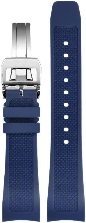 medium fluctuation aptitude Curved End Wristwatches Belt Rubber Watch Strap 22mm For Iwc IW390502 IW390209 Watchband Folding Clasp 