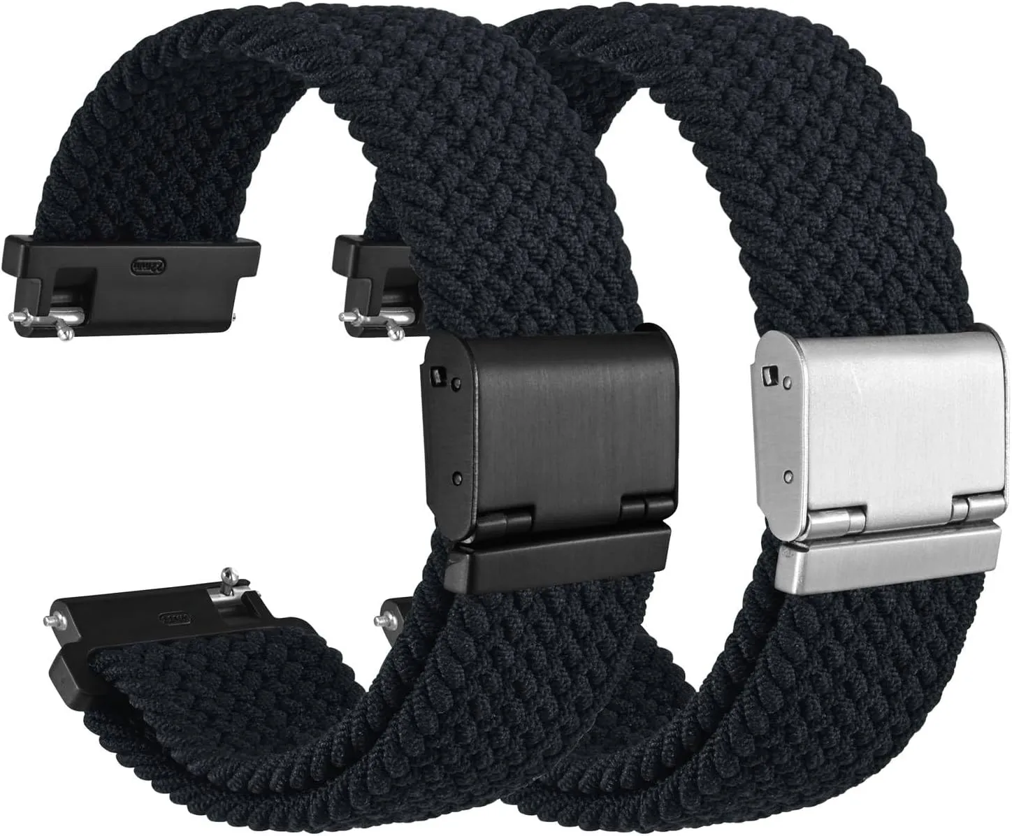 Men and removal irrationally preserve rut maze akin Women, 2 Packs Replacement Straps (Black Black) WOCCI 22mm Braided Nylon Watch Bands for 