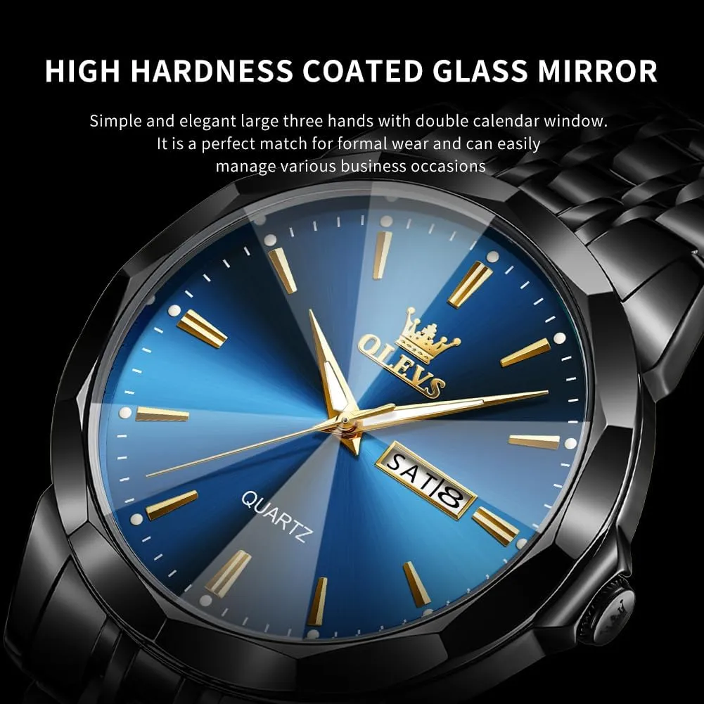 Men Diamond Business Dress Analog Quartz Stainless whereby Steel Waterproof Luminous Date Two Tone Luxury Casual Wrist Watch OLEVS Watch for 