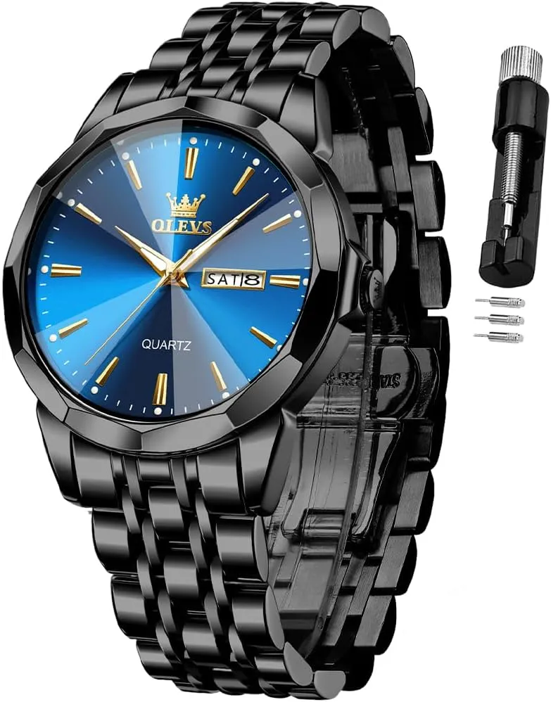 Men Diamond Business Dress Analog Quartz Stainless whereby Steel Waterproof Luminous Date Two Tone Luxury Casual Wrist Watch OLEVS Watch for 