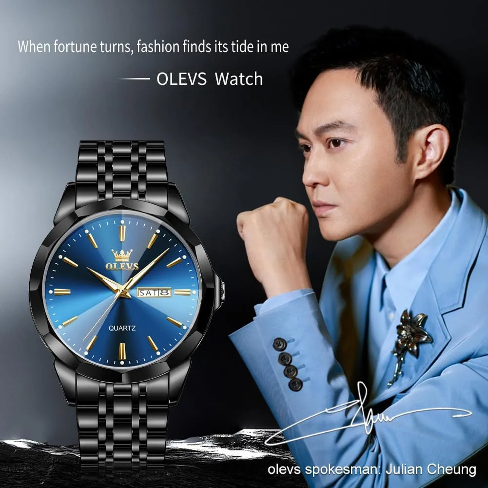 Men Diamond Business Dress Analog Quartz Stainless whereby Steel Waterproof Luminous Date Two Tone Luxury Casual Wrist Watch OLEVS Watch for 