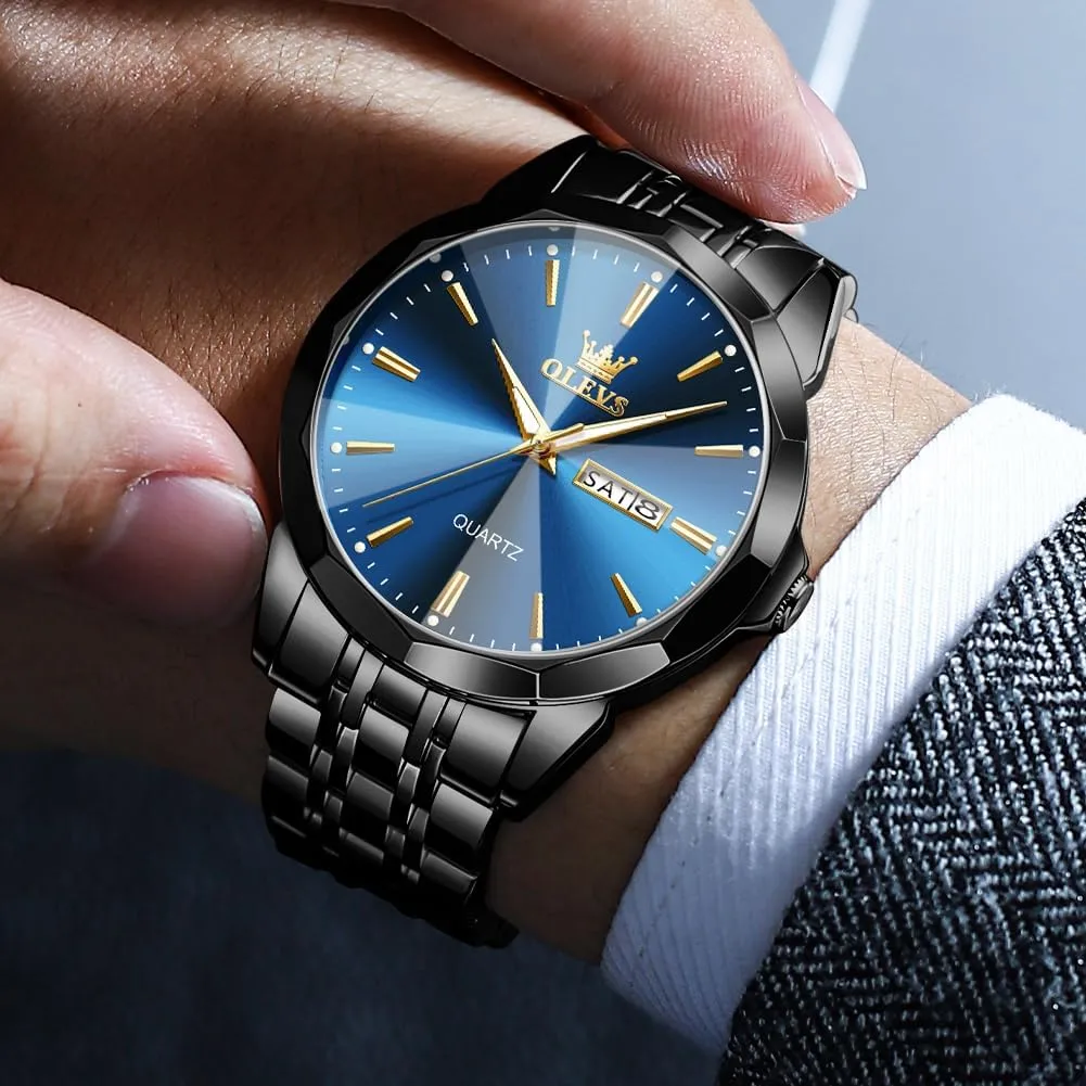 Men Diamond Business Dress Analog Quartz Stainless whereby Steel Waterproof Luminous Date Two Tone Luxury Casual Wrist Watch OLEVS Watch for 