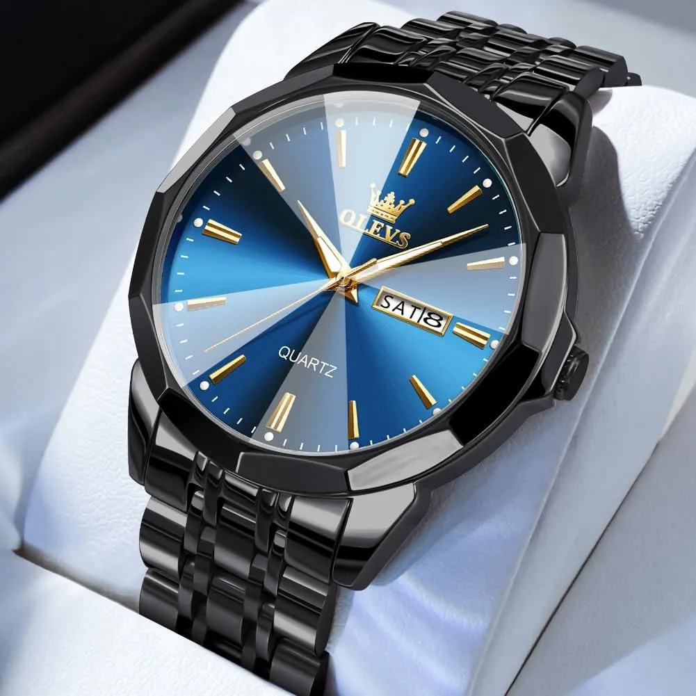 Men Diamond Business Dress Analog Quartz Stainless whereby Steel Waterproof Luminous Date Two Tone Luxury Casual Wrist Watch OLEVS Watch for 