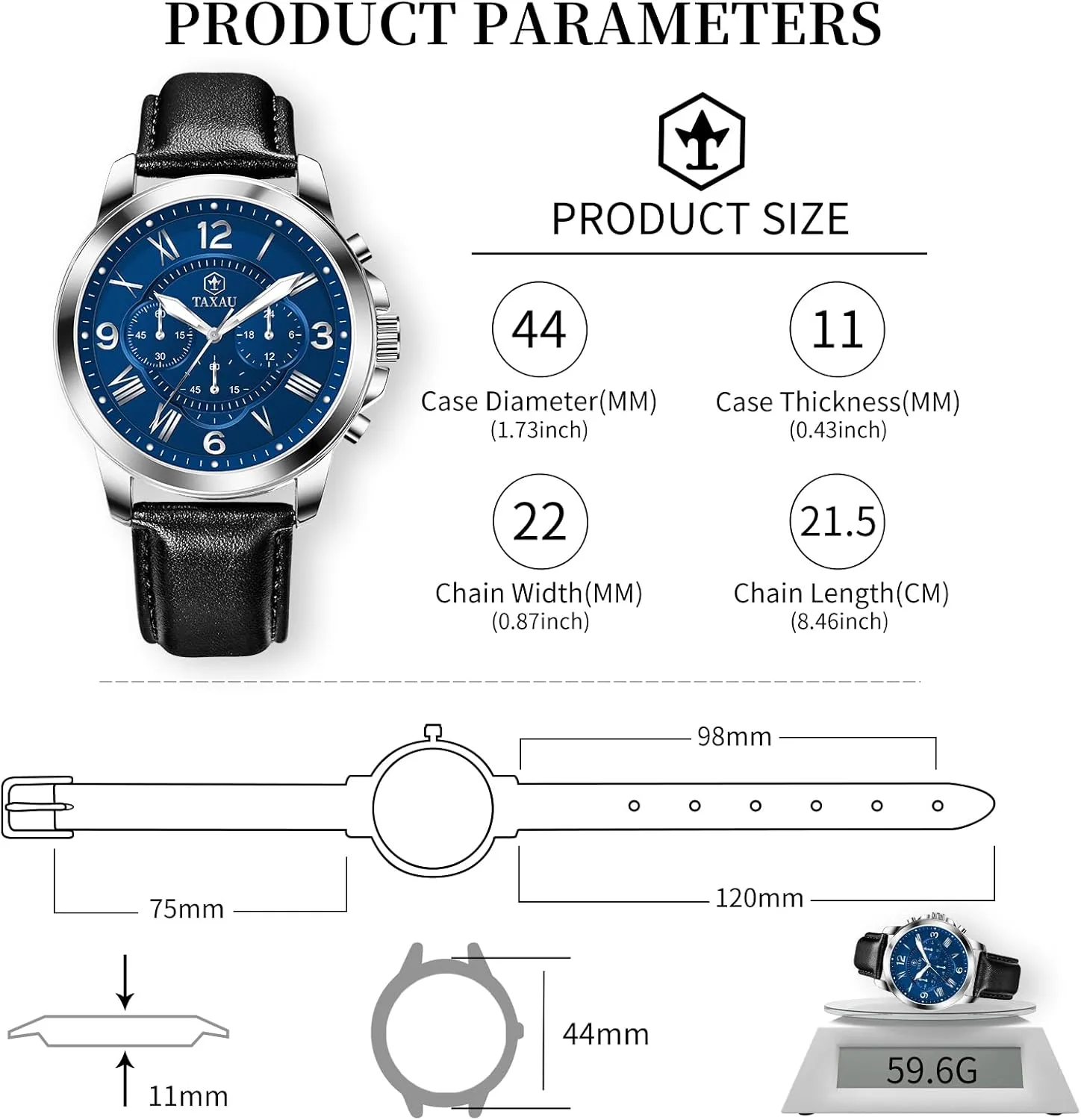Men Dress Watch Leather Strap Waterproof Luminous Fashion Casual Wrist Watch for Men Men's Chronograph listener visibility Watch Large Face Easy to Read Analog Quartz 