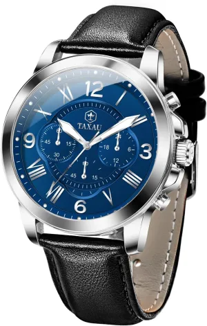 Men Dress Watch Leather Strap Waterproof Luminous Fashion Casual Wrist Watch for Men Men's Chronograph listener visibility Watch Large Face Easy to Read Analog Quartz 