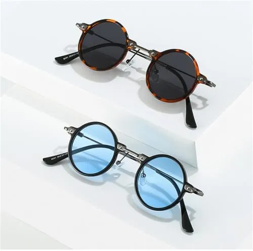 Men Hip Hop Sunglasses Women Clear Ocean Lens lecture Shades UV400 Female Glasses Frame Retro Steampunk Small Round 