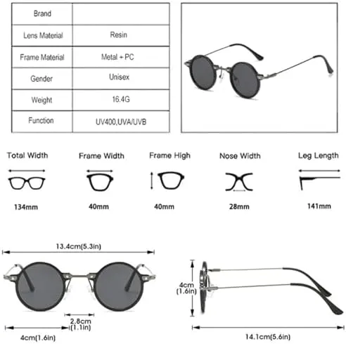Men Hip Hop Sunglasses Women Clear Ocean Lens lecture Shades UV400 Female Glasses Frame Retro Steampunk Small Round 