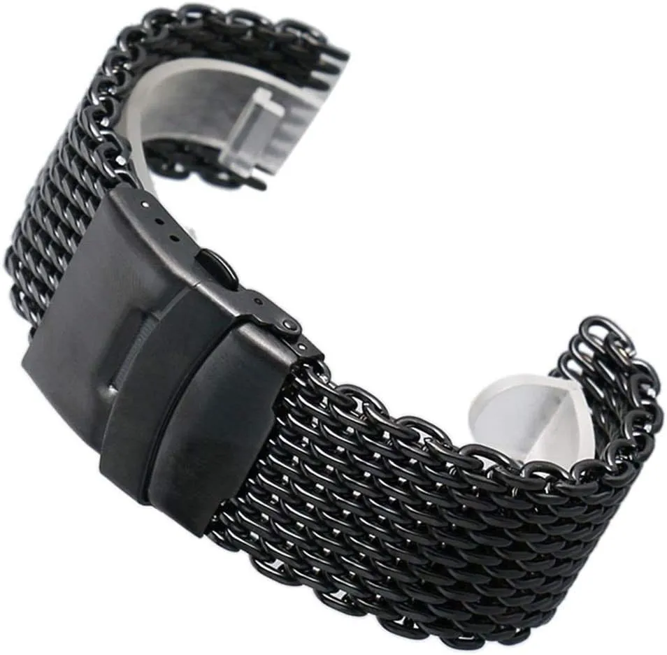 Men Quartz Watches Bracelet High Quarlity (Size : 18mm) essence counsel elongate frugal Watch Strap 18mm 20mm 22mm 24mm Black Stainless Steel Mesh Wrist Watch Band Fashion 