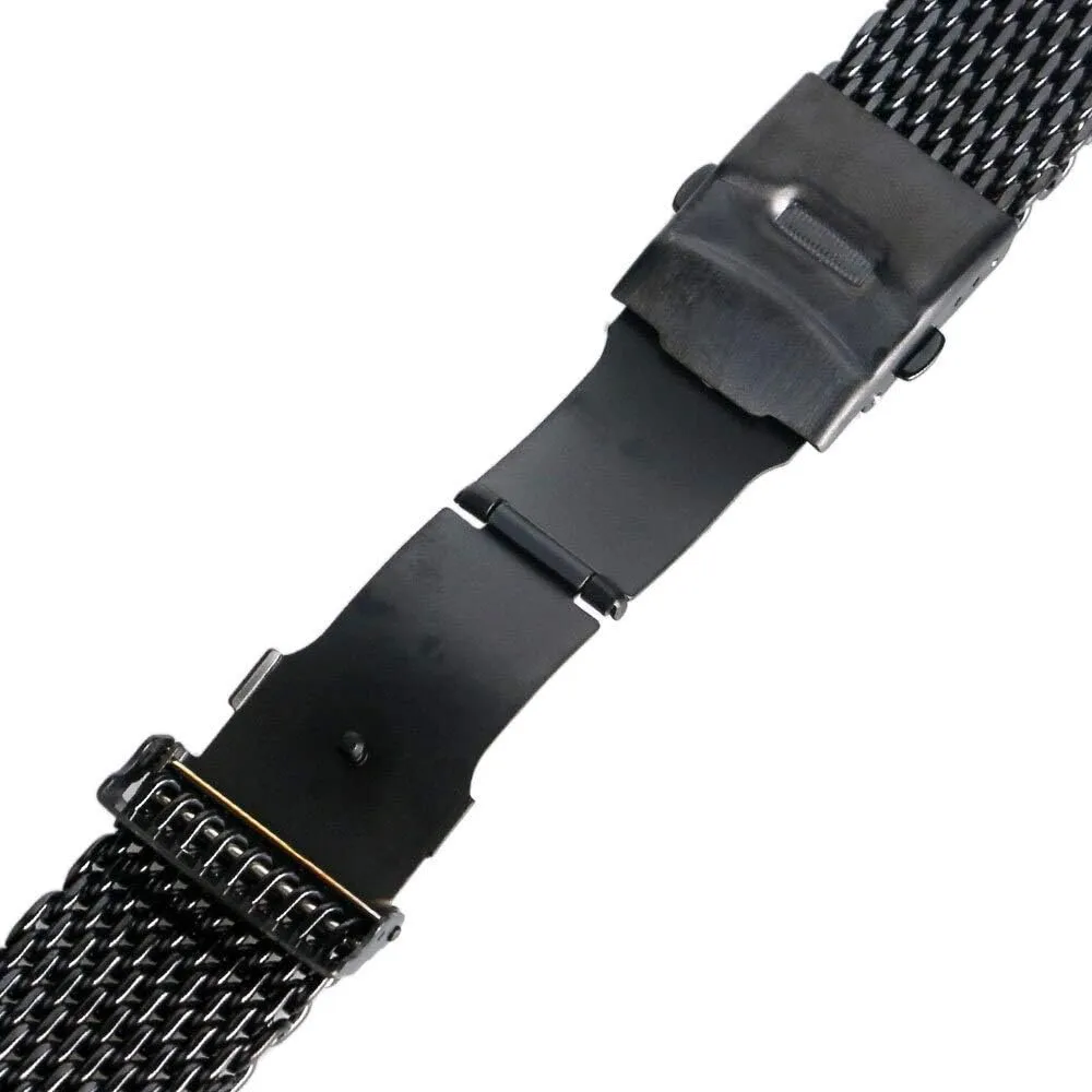 Men Quartz Watches Bracelet High Quarlity (Size : 18mm) essence counsel elongate frugal Watch Strap 18mm 20mm 22mm 24mm Black Stainless Steel Mesh Wrist Watch Band Fashion 