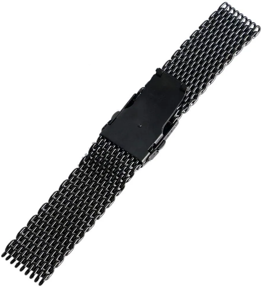 Men Quartz Watches Bracelet High Quarlity (Size : 18mm) essence counsel elongate frugal Watch Strap 18mm 20mm 22mm 24mm Black Stainless Steel Mesh Wrist Watch Band Fashion 