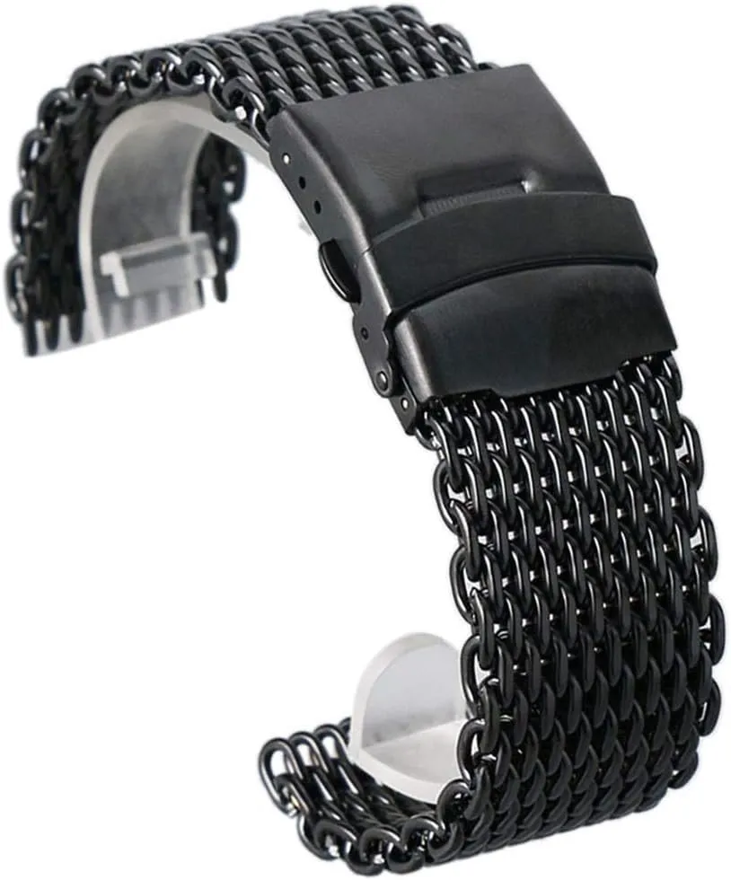 Men Quartz Watches Bracelet High Quarlity (Size : 18mm) essence counsel elongate frugal Watch Strap 18mm 20mm 22mm 24mm Black Stainless Steel Mesh Wrist Watch Band Fashion 