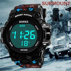 Men Sports Watches 50M Waterproof Back Light LED Digital Watch Chronograph Shock Double Time  Wristwatches For Gift #4M23#F