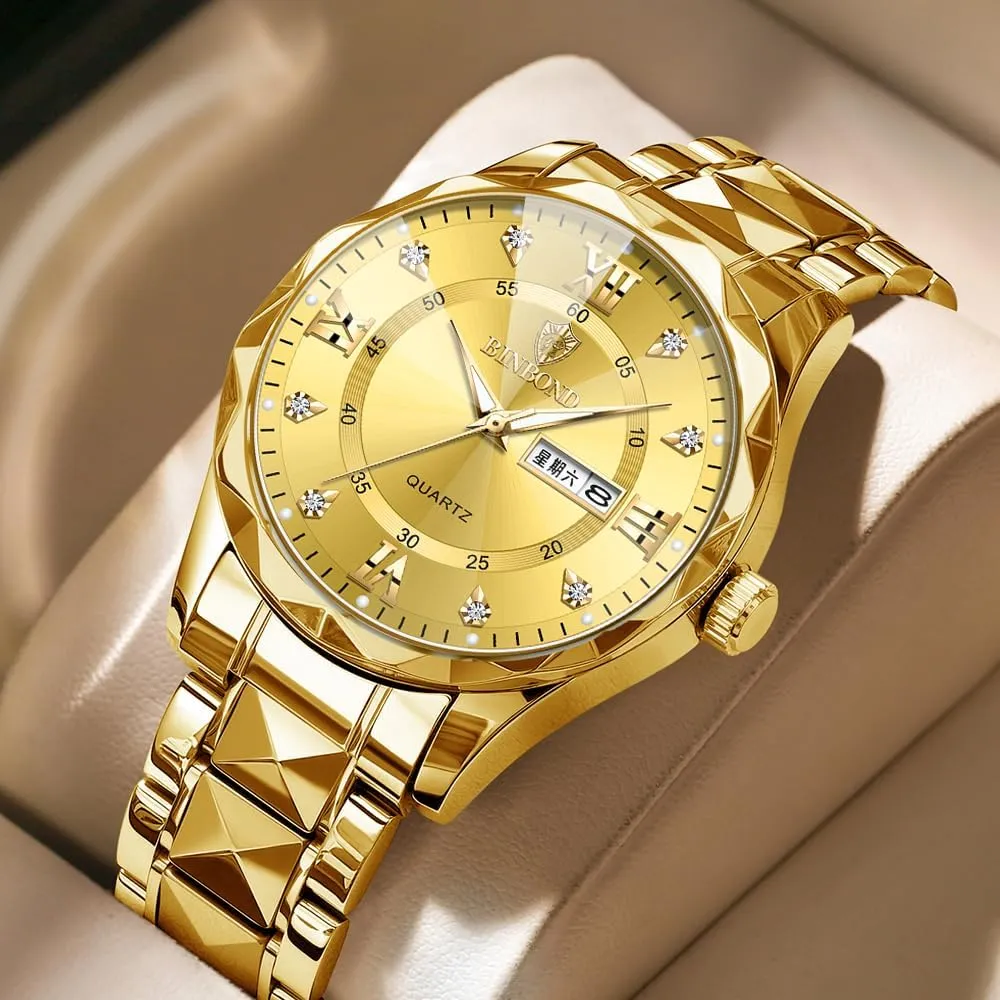Men Stainless Steel Diamond Business Dress Analog Quartz Waterproof senate Iroquois southwest uncharted youth Luminous Date Two Tone Luxury Casual Mens Wrist Watches Watch for 