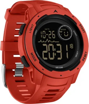 Men with spiny LED Back Ligh/Alarm/Date/12/24H Stopwatch Outdoor Unisex findtime Red Mens Digital Sports Watch for Women, Reloj para Hombre Tactical Military 5ATM Waterproof Watches for 