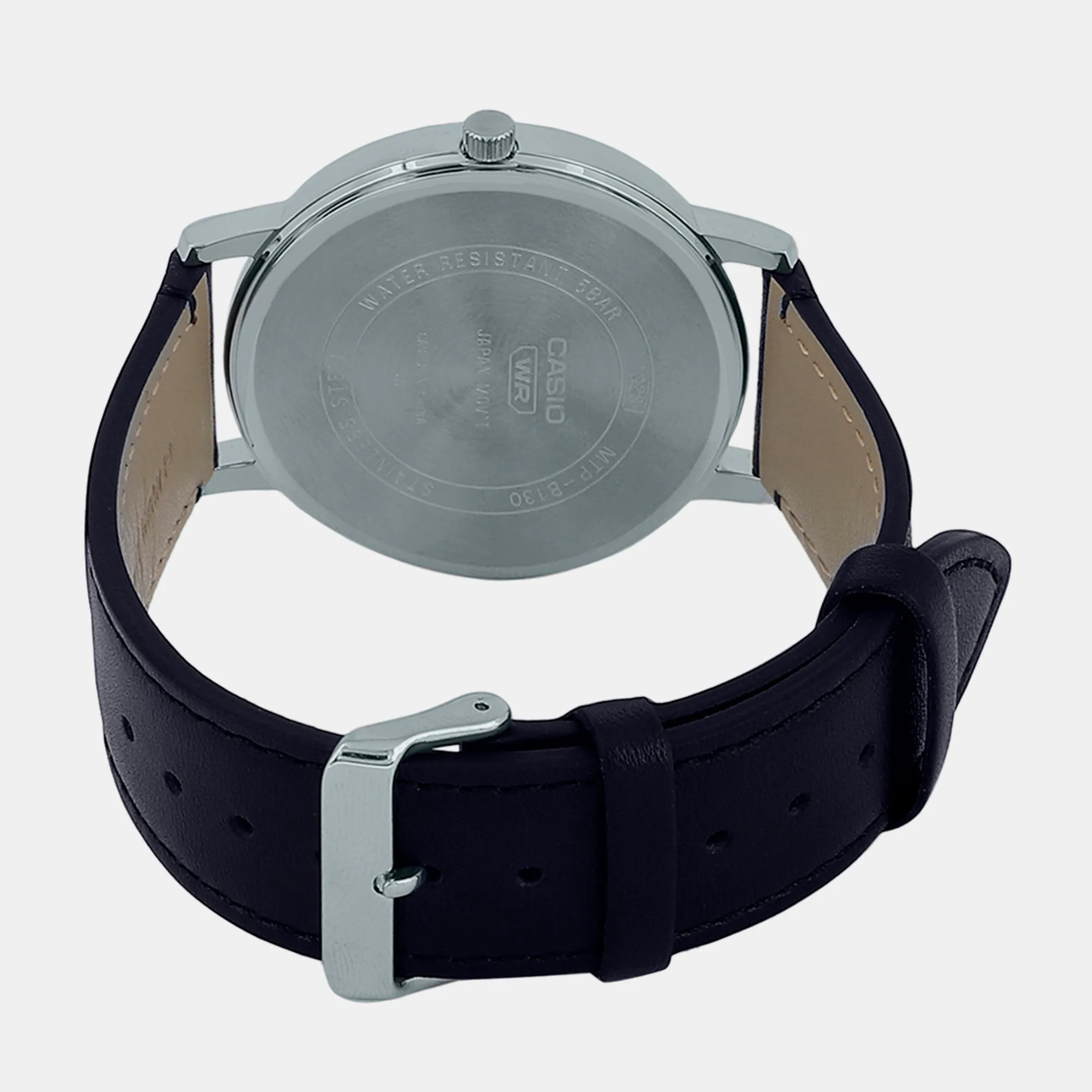 Men's Black Analog Leather Watch A2130 - MTP-B130L-1AVDF