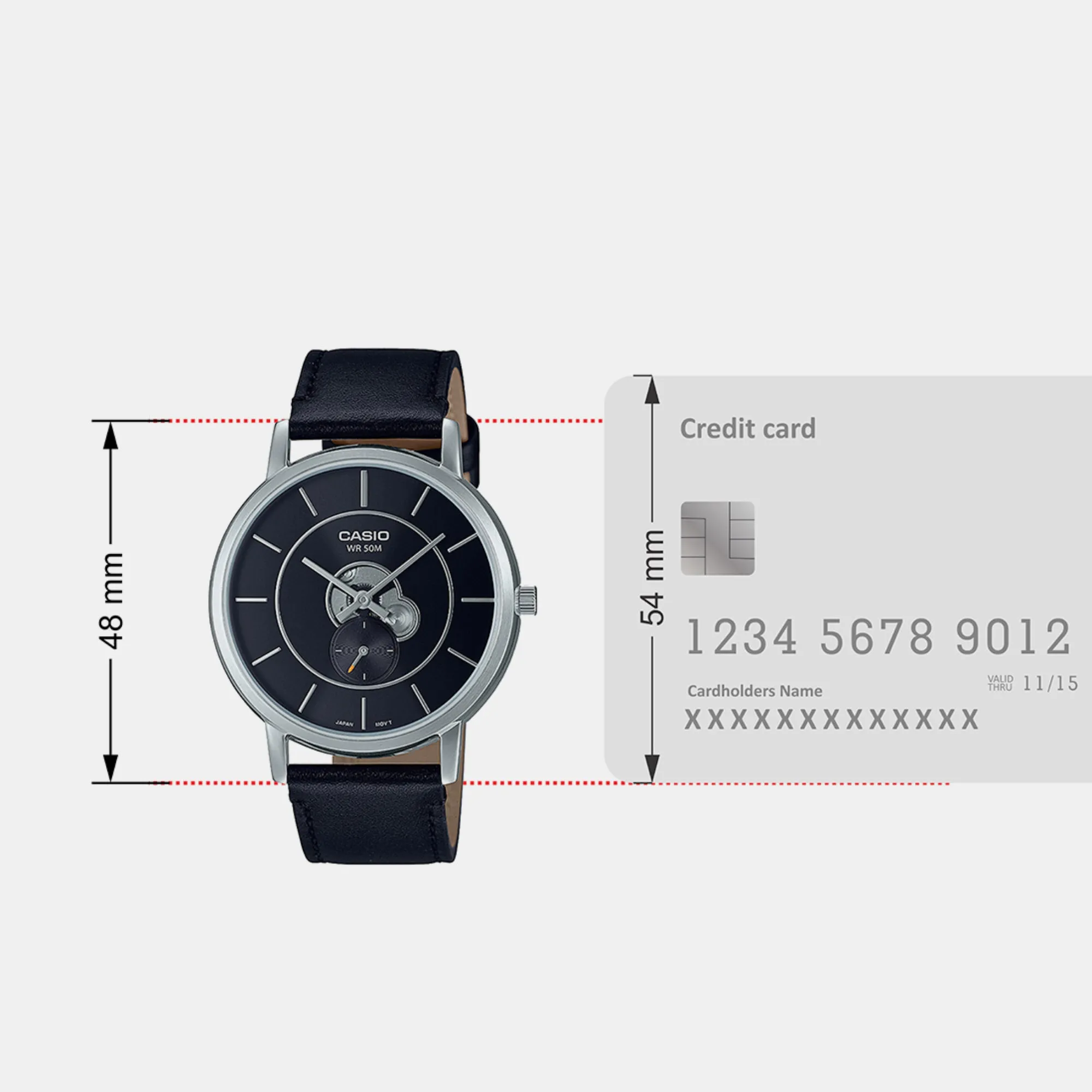 Men's Black Analog Leather Watch A2130 - MTP-B130L-1AVDF