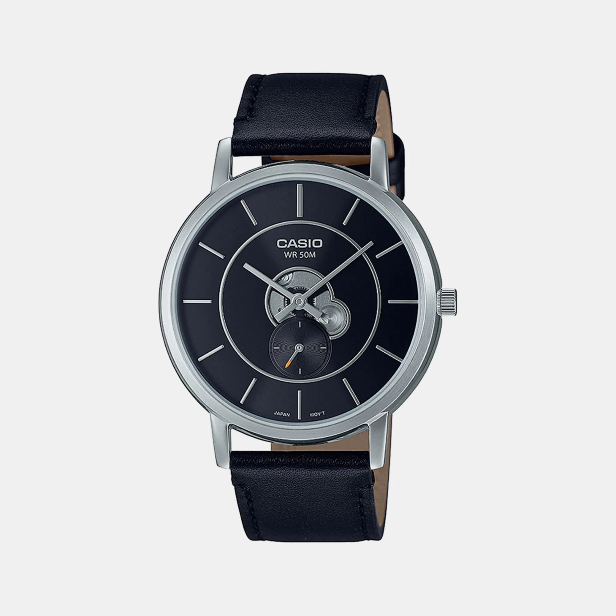 Men's Black Analog Leather Watch A2130 - MTP-B130L-1AVDF