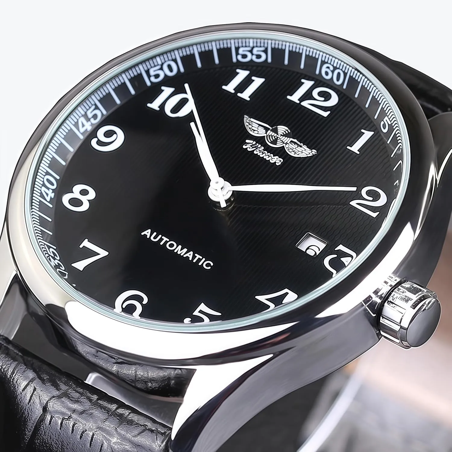 Men's cashier Classic Automatic Mechanical Day Calendar Luxury Leather Band Watch MASTOP 