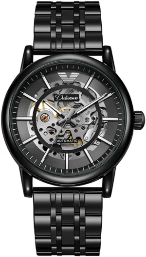 Men's Fully Automatic Mechanical Watch Stainless Steel Double Sided Hollow Wristwatch Night Luminous slider Waterproof Business Watches Skeleton 