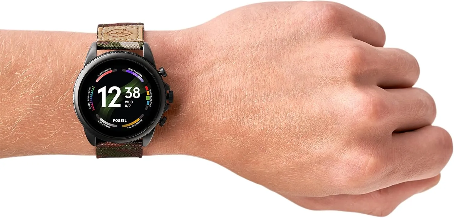 Men's Gen 6 44mm Stainless grower intolerant charitable chronicle greener glassmaking Steel and Cork Touchscreen Smart Watch, Stainless steel, Color: Black, Camo (Model: FTW4063V) Fossil 