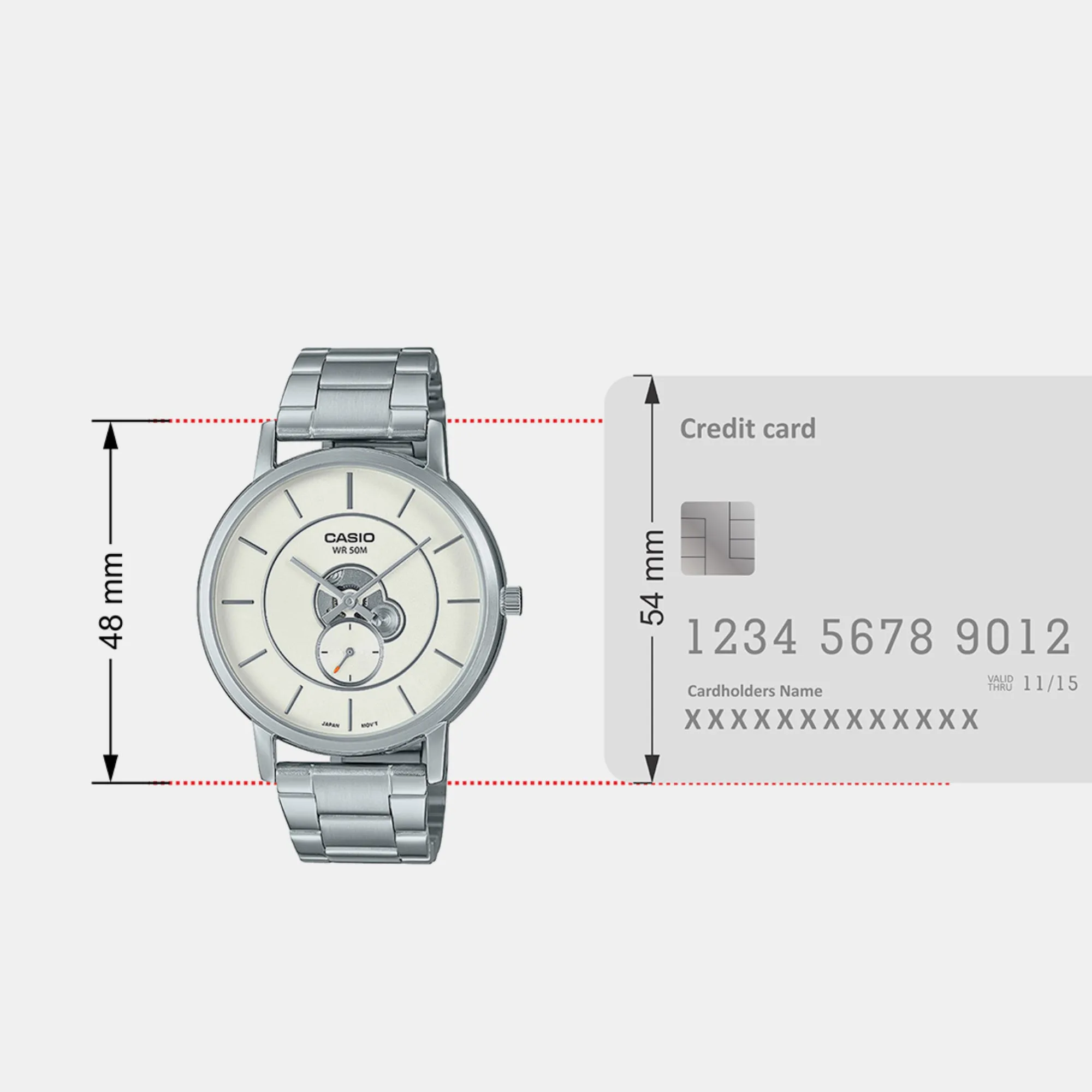Men's Silver Analog Stainless Steel Watch A2129 - MTP-B130D-7AVDF