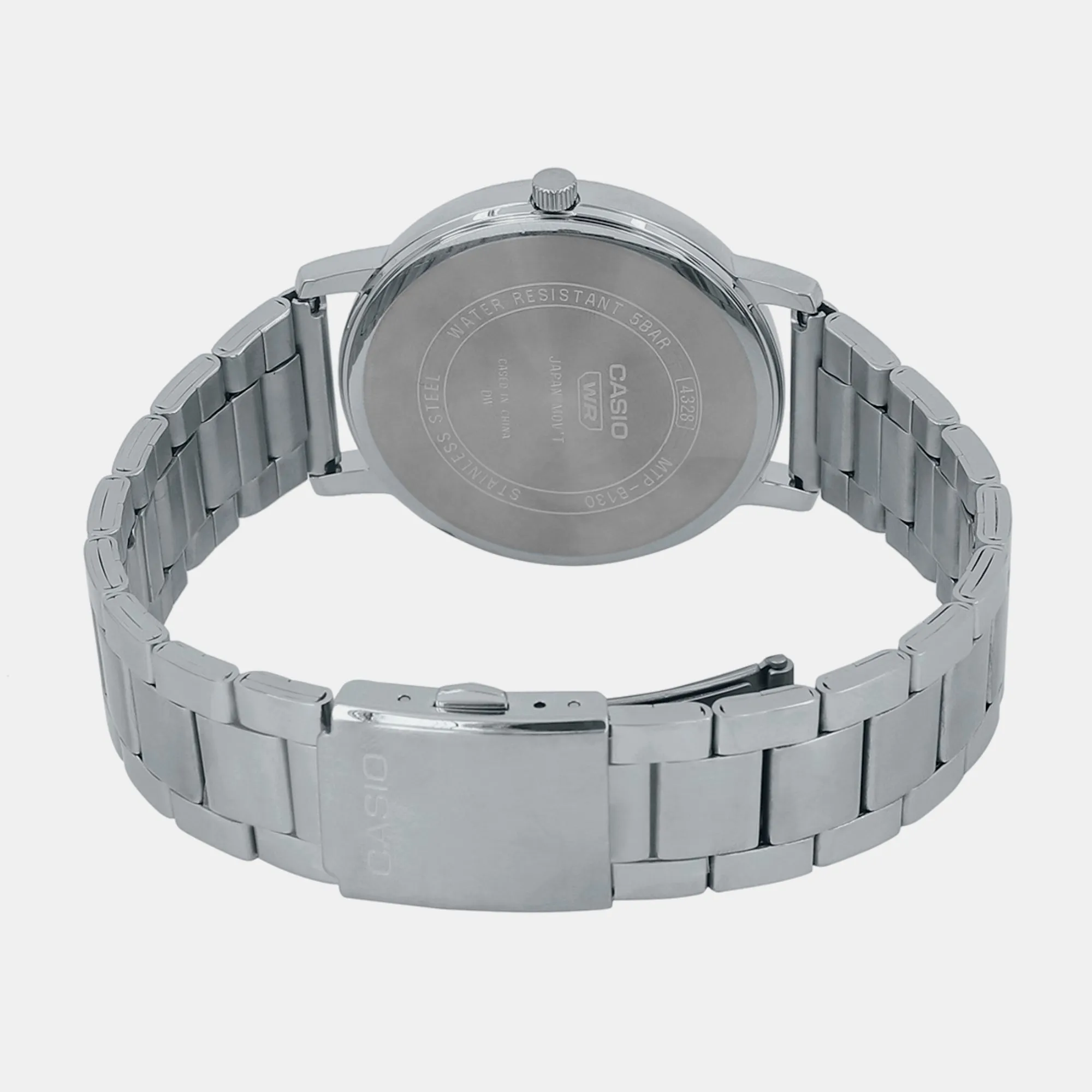 Men's Silver Analog Stainless Steel Watch A2129 - MTP-B130D-7AVDF