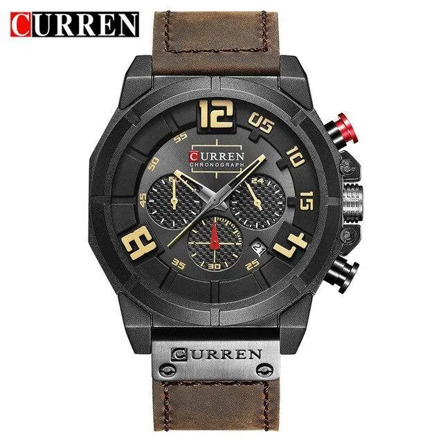 Men's Sport Waterproof Watch With Chronometers Large Numbers And Fluorescent Hands Perfect Gift For Your Man