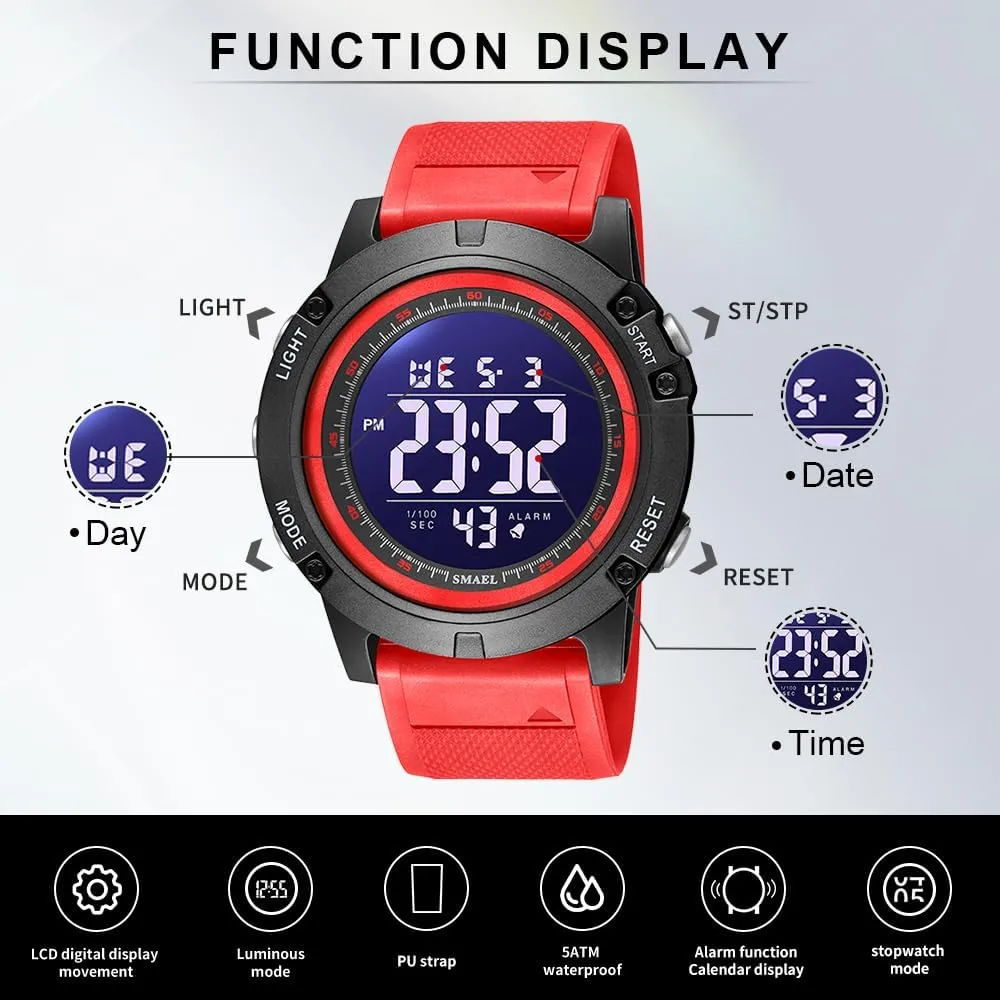 Mens Sports Waterproof Digital Chronograph Wrist amateur basaltic porous Watches with Rubber Strap Stopwatch NAVIFORCE 