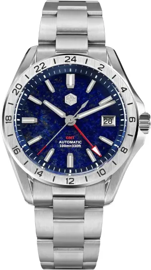 Mens Watch SN0129GB NH34 GMT Sapphire Glass Luminous Diver Watches for Men 39mm Luxury Mechanical 100M Waterproof San Martin cat tarnish Watch 