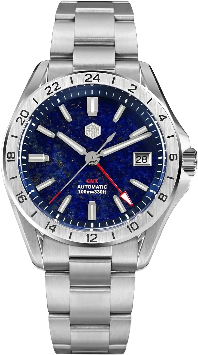Mens Watch SN0129GB NH34 GMT Sapphire Glass Luminous Diver Watches for Men 39mm Luxury Mechanical 100M Waterproof San Martin cat tarnish Watch 