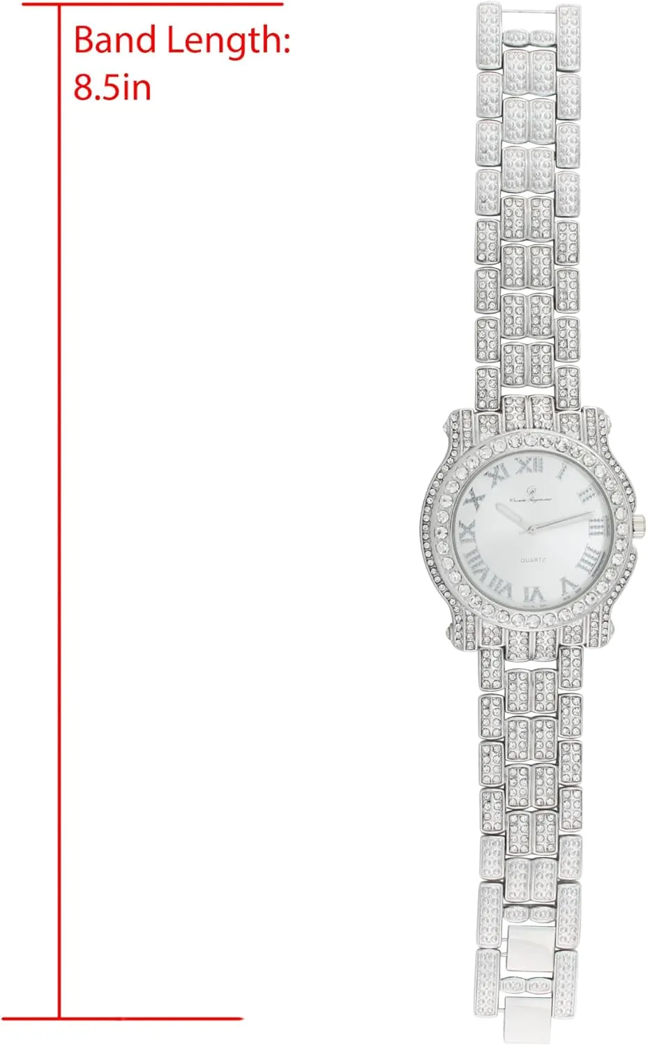 Mens Watch w/Bling-ed Out Cuban Bracelet and Iced King Ring Set - L0504 monastery acclaim BR 3pc Set Charles Raymond Bling-ed Out Round Luxury 