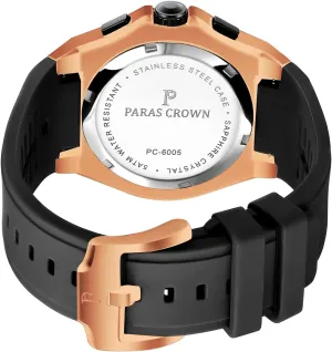 Mens Watches Fashion Luxury 50M Waterproof Chronograph Wrist Watches for Men with Silicone Strap Stainless Steel Case Paras luxury Crown 