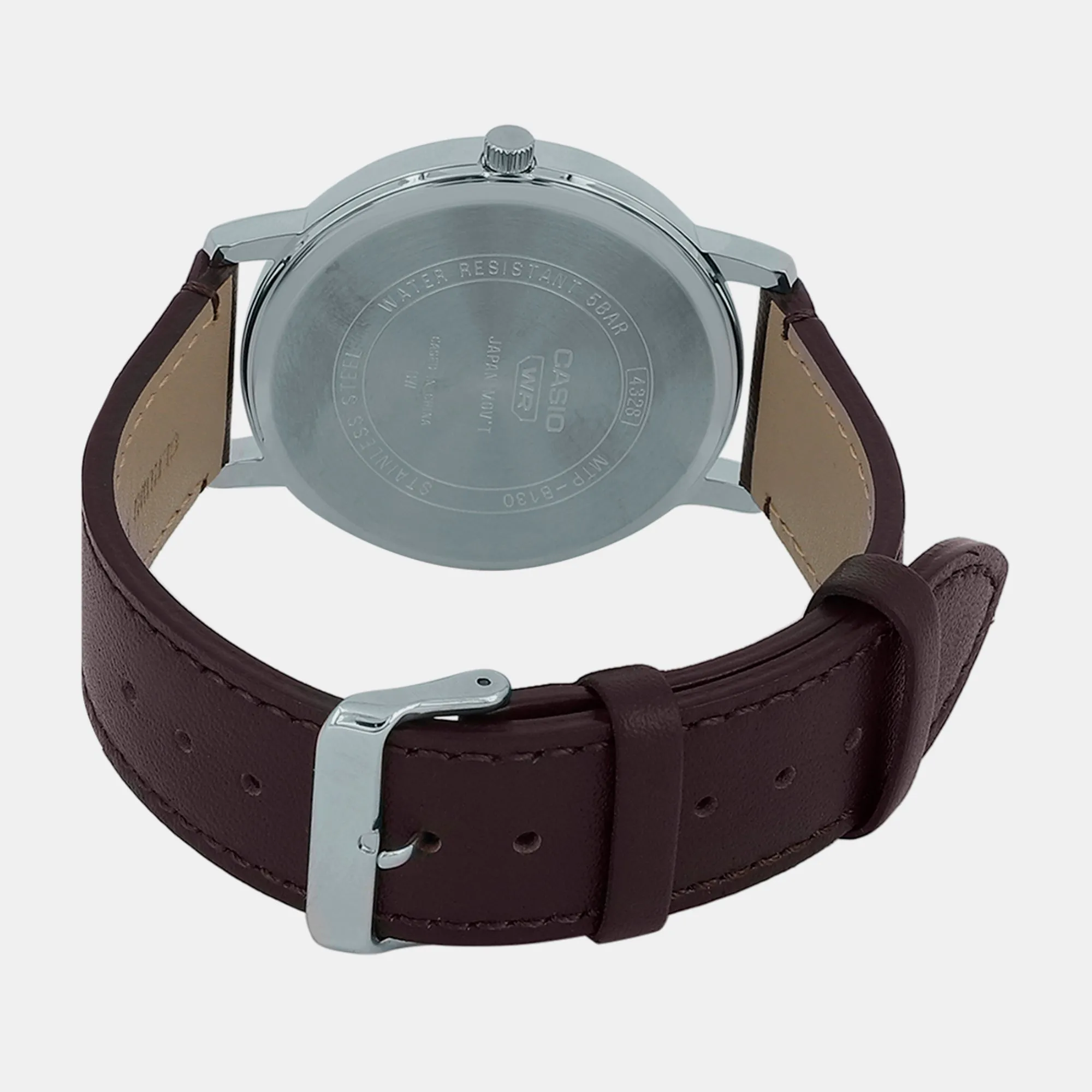 Men's White Analog Leather Watch A2133 - MTP-B130L-7AVDF