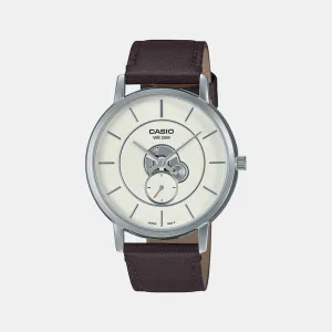 Men's White Analog Leather Watch A2133 - MTP-B130L-7AVDF
