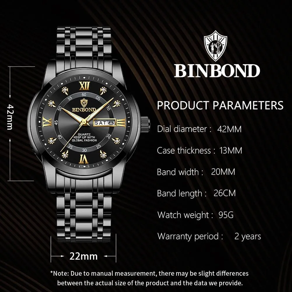 Mens Wrist Watches with Day Date Waterproof Luminous Watch for Men Luxury Diamond Classic Business Dress acclaim ballroom Stainless Steel 