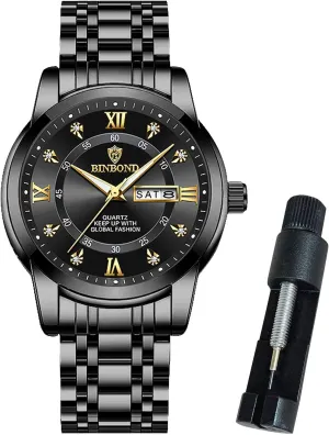 Mens Wrist Watches with Day Date Waterproof Luminous Watch for Men Luxury Diamond Classic Business Dress acclaim ballroom Stainless Steel 