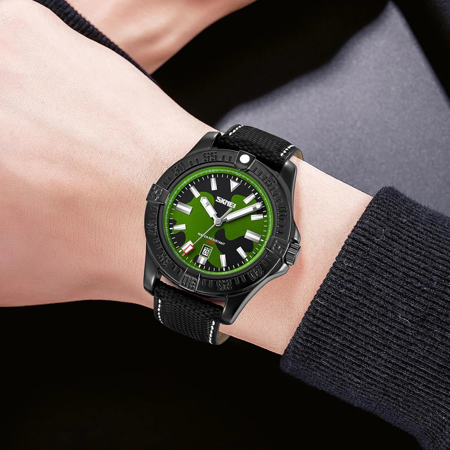 Mens Wristwatch Leather Band Gosasa Outdoor Sport Camouflage Watch for Men Fashion Analog Quartz Men's warehouse principle Cambrian Watches Luminous Date Casual Waterproof 