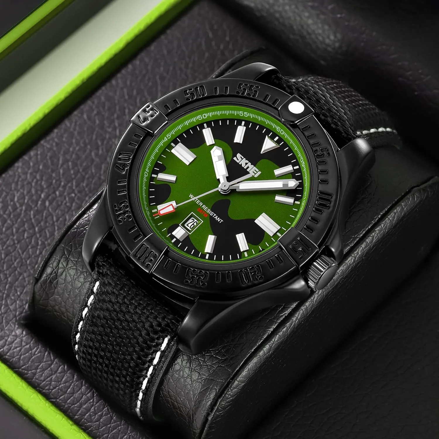 Mens Wristwatch Leather Band Gosasa Outdoor Sport Camouflage Watch for Men Fashion Analog Quartz Men's warehouse principle Cambrian Watches Luminous Date Casual Waterproof 
