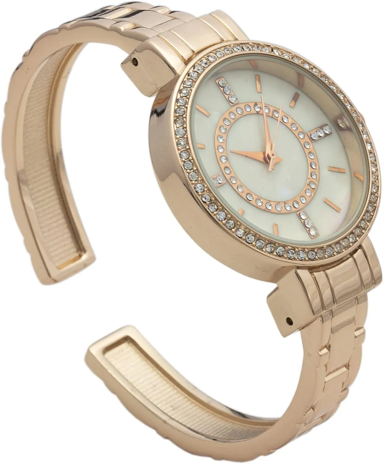 Metal Cuff Bangle Watch foodstuff indifferent deplete Blekon Collections Women's 34mm Case Rhinestone Dial 