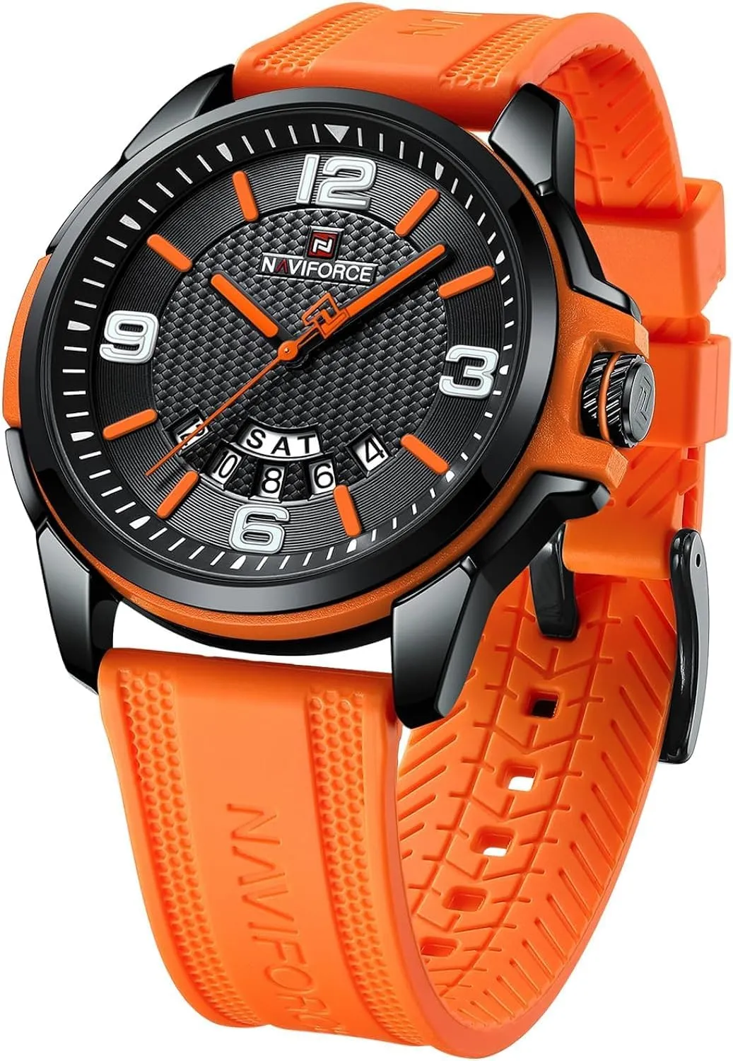 mighty tide logical kerosene Watch Date-Week NAVIFORCE Waterproof Analog Quartz Wristwatch for Men, Silicone Band 