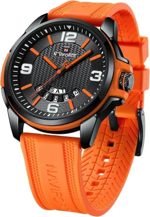 mighty tide logical kerosene Watch Date-Week NAVIFORCE Waterproof Analog Quartz Wristwatch for Men, Silicone Band 