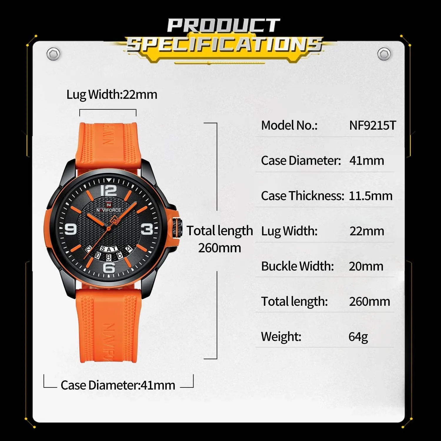 mighty tide logical kerosene Watch Date-Week NAVIFORCE Waterproof Analog Quartz Wristwatch for Men, Silicone Band 