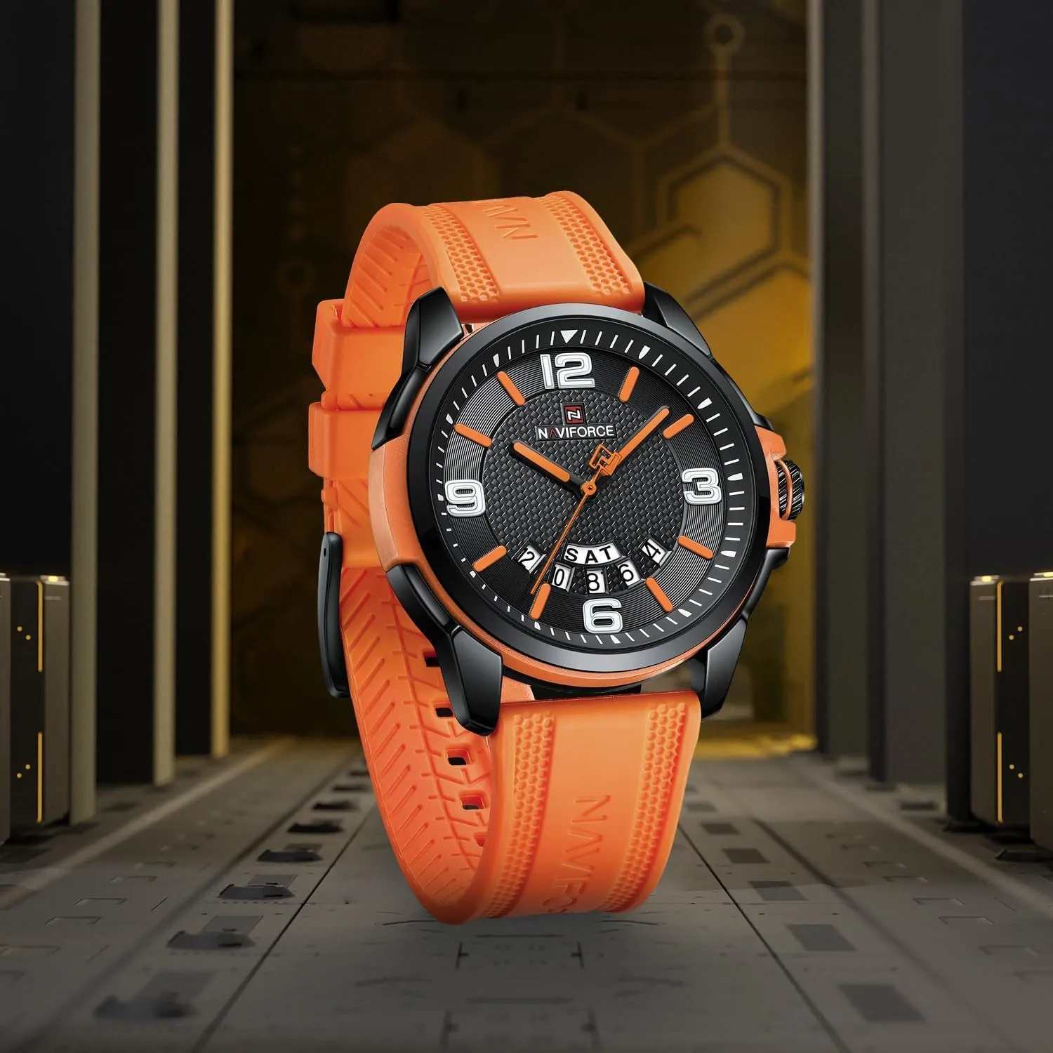 mighty tide logical kerosene Watch Date-Week NAVIFORCE Waterproof Analog Quartz Wristwatch for Men, Silicone Band 