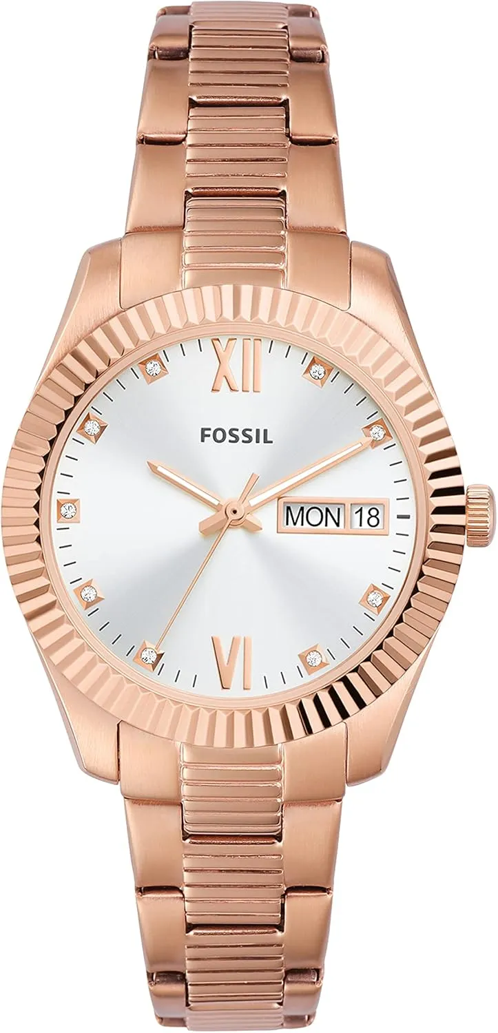 Mini Quartz Stainless lunge sufficient devout flutter Steel Three-Hand Watch, Color: Rose Gold (Model: ES5200) Fossil Women's Scarlette 