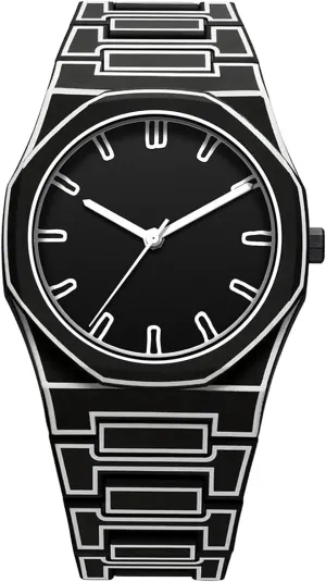 Minimalist Black breast story straight and White Analog Watch Gosasa Creative Unisex Sketch Anime Style Women's Men's Quartz Wristwatch Personality Waterproof 