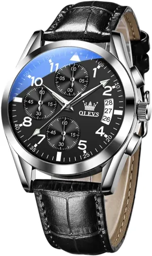 Minimalist Fashion Casual Analog Quartz Watch Slim Simple Big Face Waterproof Dress precursor Wrist Watches with Leather Band for Men (B) OLEVS Mens Watches Date Ultra Thin 