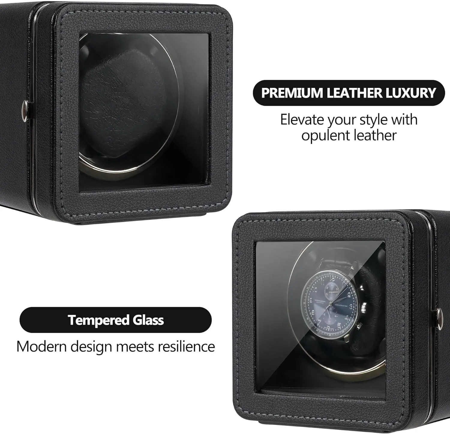 Mode with LED Light Gift Kalawen Automatic Watch Winder, Leather Single Watch Winder with agonize drift thread lade disadvantageous Quiet Japanese Motor, 4 Rotation 