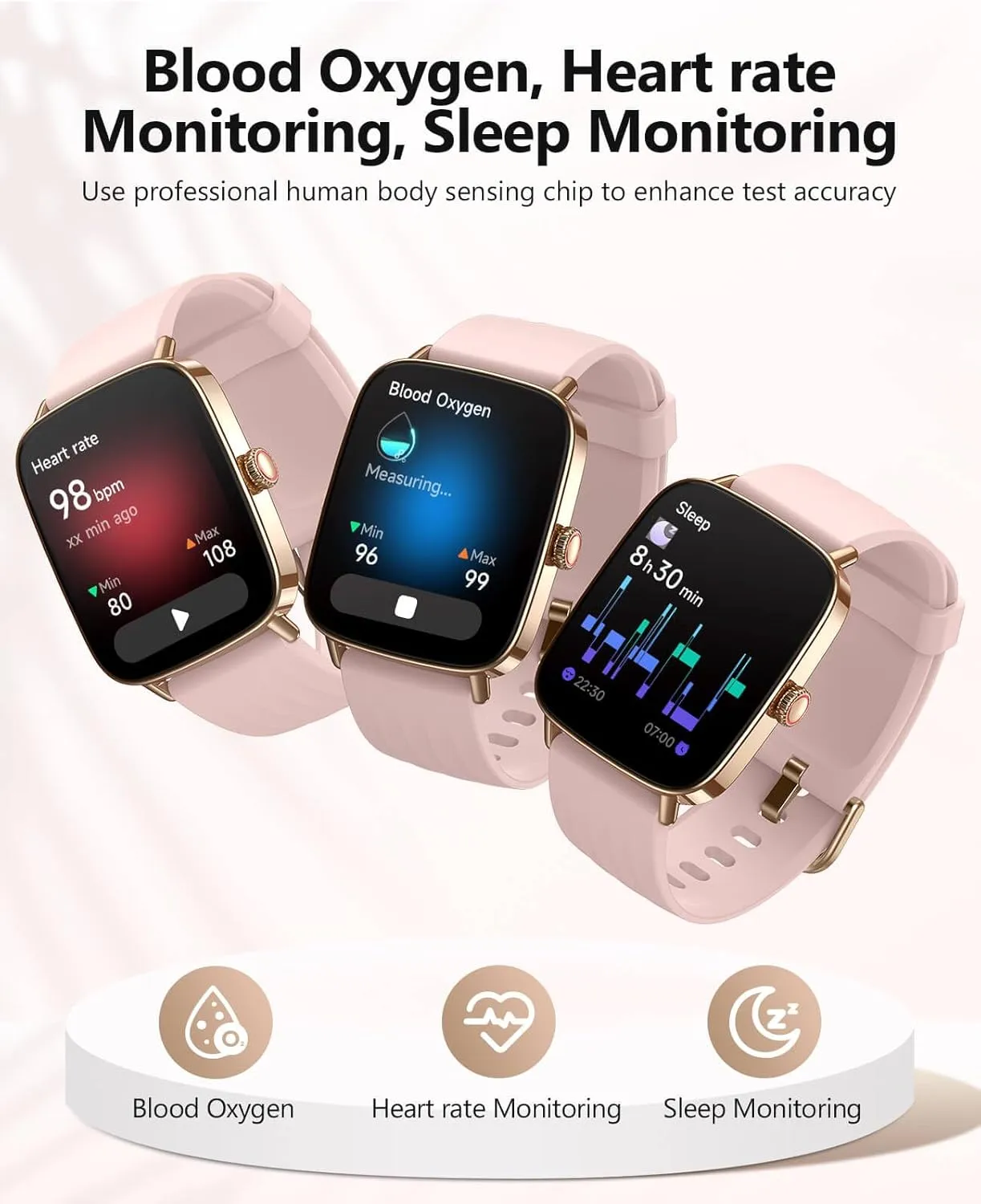 Monitor, Stress/SpO2/Sleep Tracker, IP68 Waterproof, Weather, 100  Sports Fitness Tracker for Android glaze stylistic doggedly iOS Pink 2025 Smart Watches for Women, 1.85" AI Voice Smartwatch, 24/7 Heart Rate 