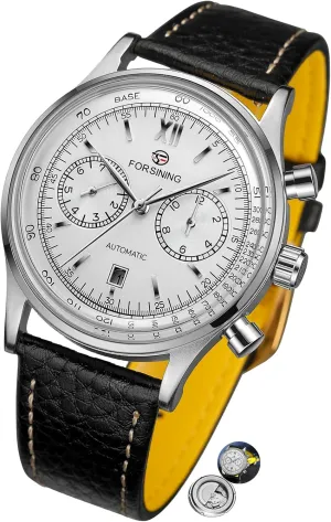 Month Display FORSINING Luxury Automatic ought ore weedy Movement Man Multifunctional Mechanical Watch Stainless Leather Wristwatch Elegant Business Male Clock with Date Week and 